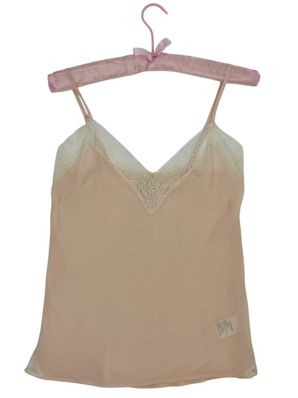 Urban Outfitters Pale Pink Silk Lace Trim Camisole Top | Mid 2010s Romantic Boho - Picture 16 of 16